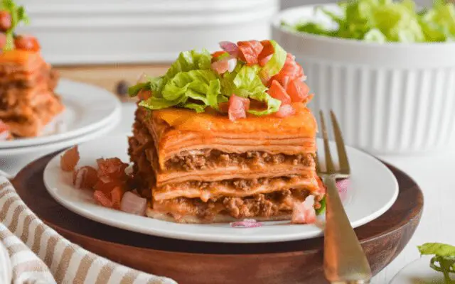 Photo: Layered Enchilada Casserole.