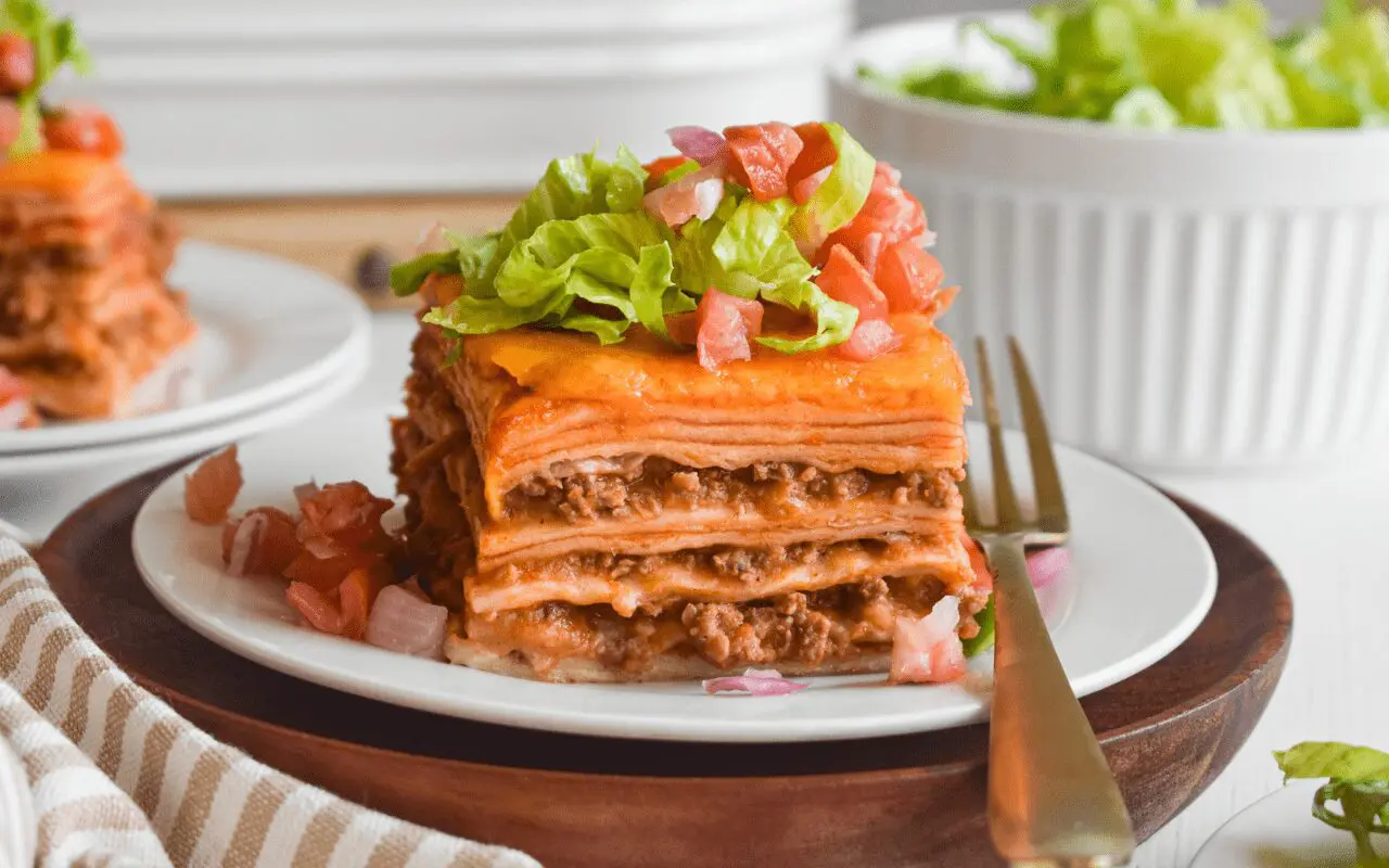 Photo: Layered Enchilada Casserole.