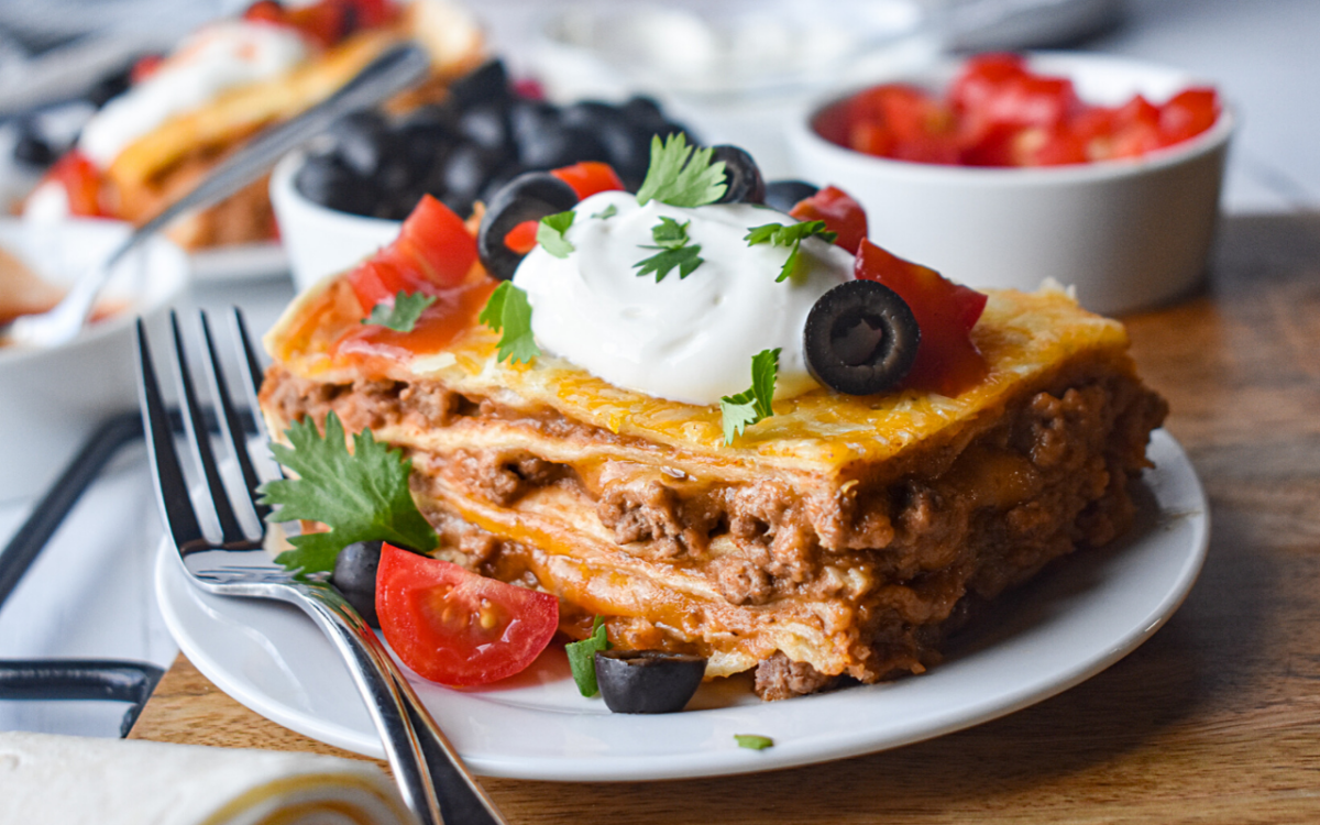 Photo: Layered Taco Casserole.