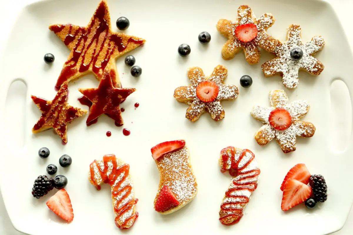 Whole grain cookie cutter pancakes.