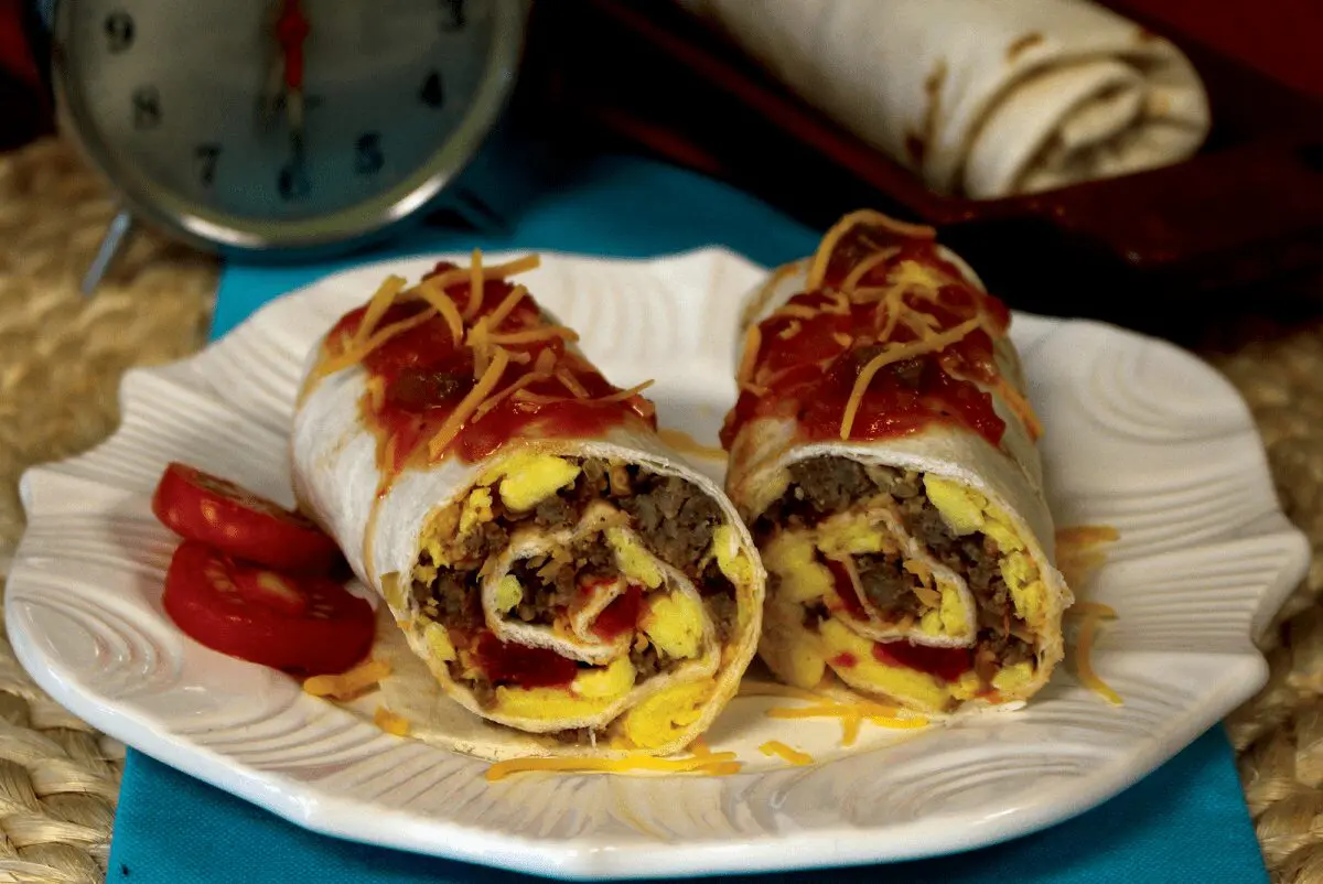 Photo: Make-ahead favorite breakfast burritos.