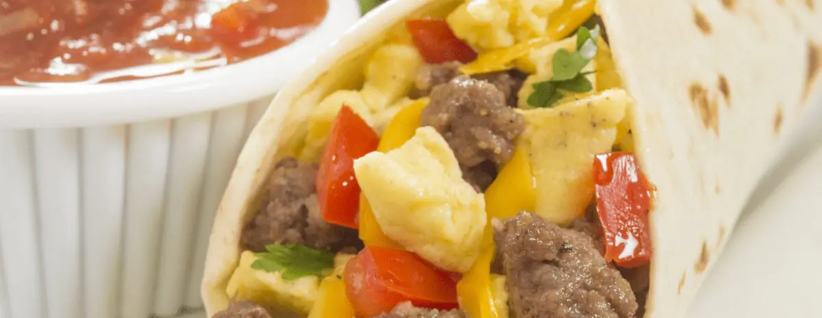 Photo: Scrambled egg breakfast burritos for dinner.