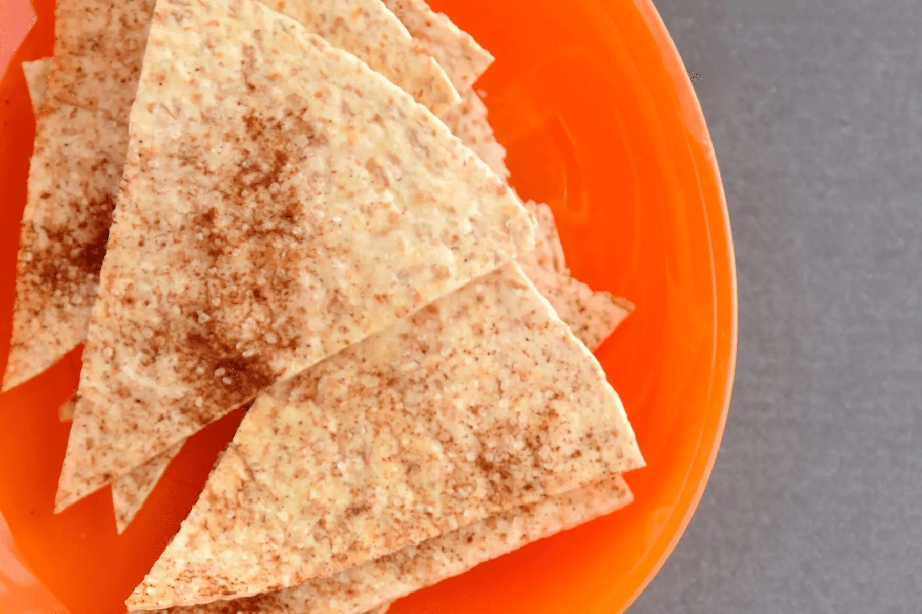 Photo: Baked cinnamon and sugar tortilla chips.