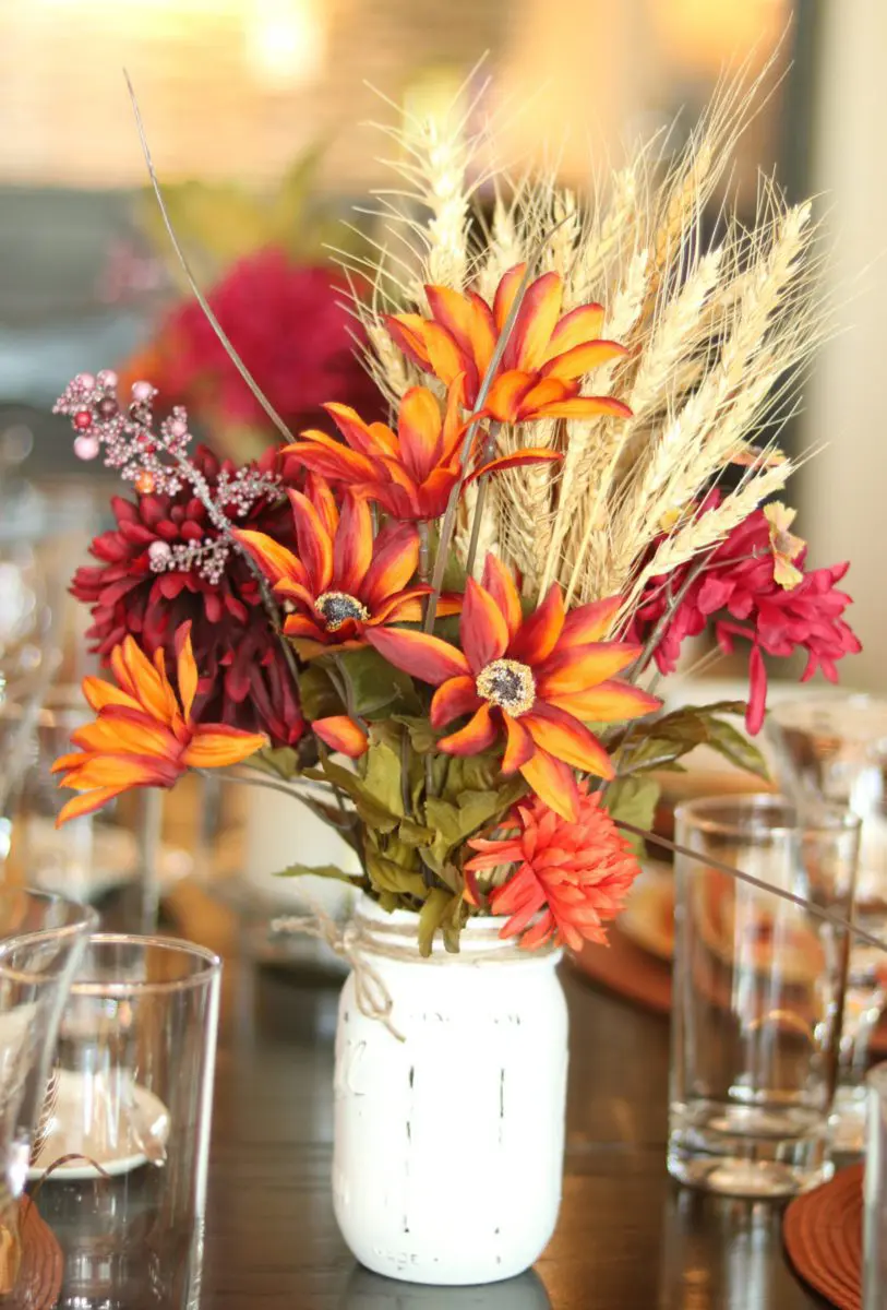 Photo: Wheat fall Thanksgiving centerpiece.