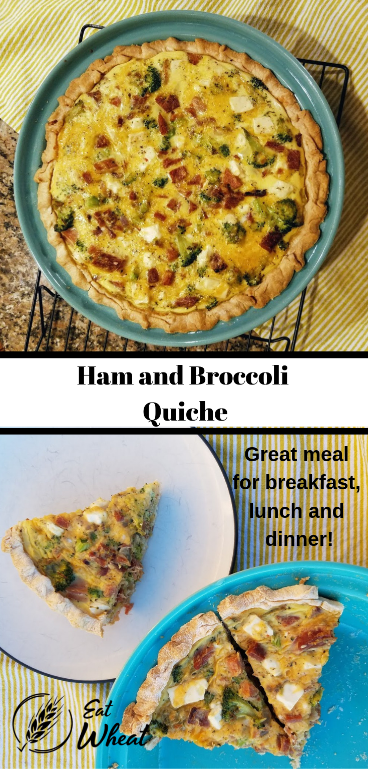 Quiche is often thought of as a brunch food but quiche can be enjoyed for breakfast, lunch or dinner. The addition of feta to this traditional ham and broccoli quiche takes the flavor up a notch. Serve with a side of fruit for a complete meal. | eatwheat.org