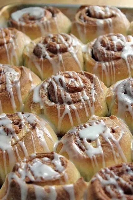 Pan of Brioche Cinnamon Rolls