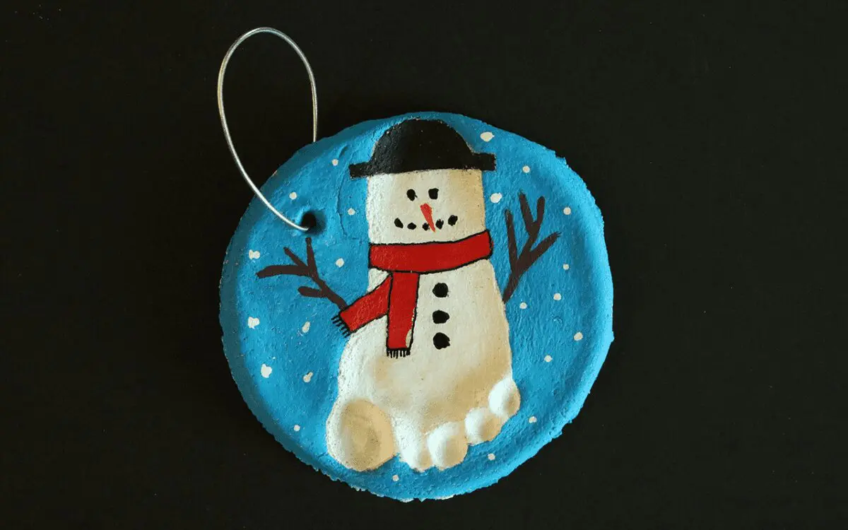 Photo: Salt Dough Footprint Ornament Snowman.