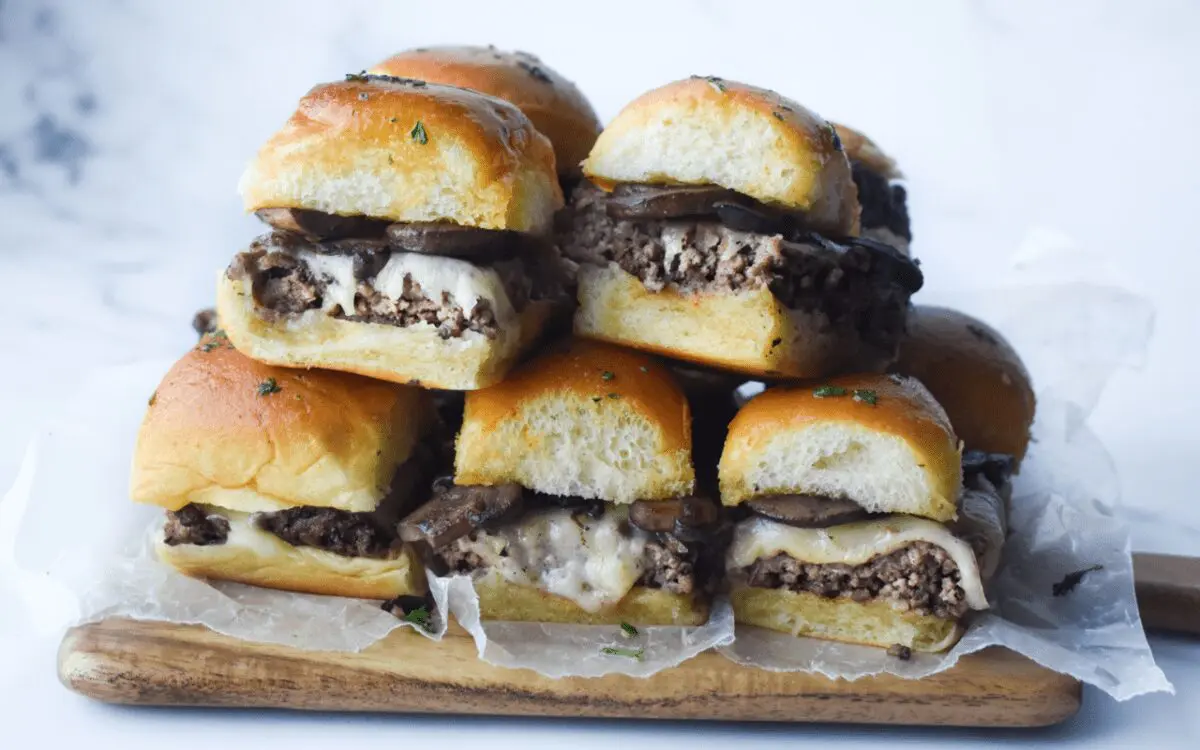 Photo: Mushroom Swiss Burger Sliders.