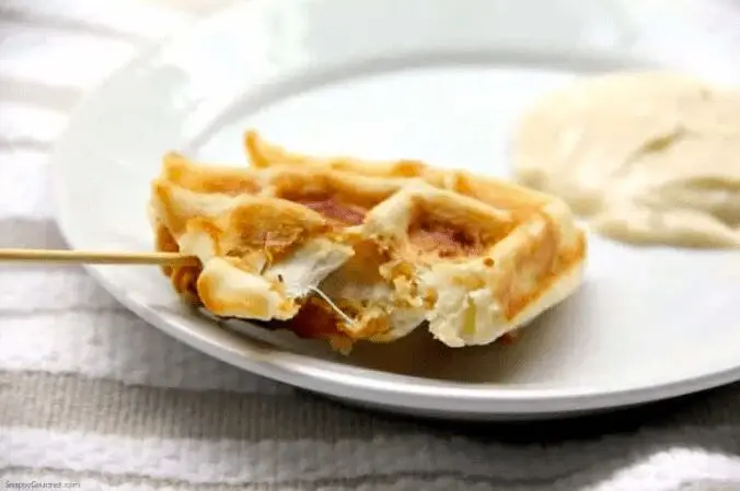 Chicken Stuffed Waffle Pop on a white plate