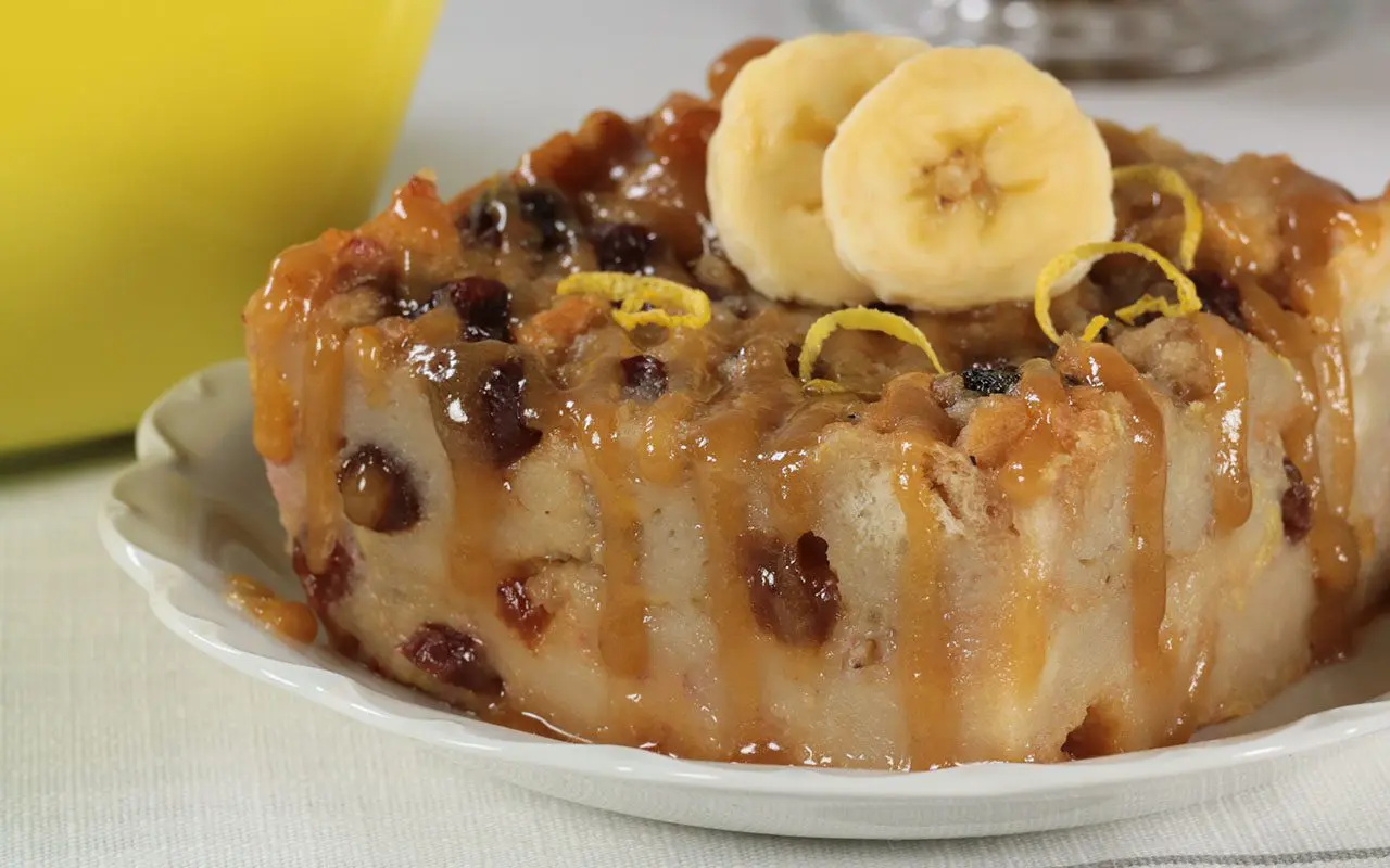 Banana Bread Pudding with Caramel Sauce