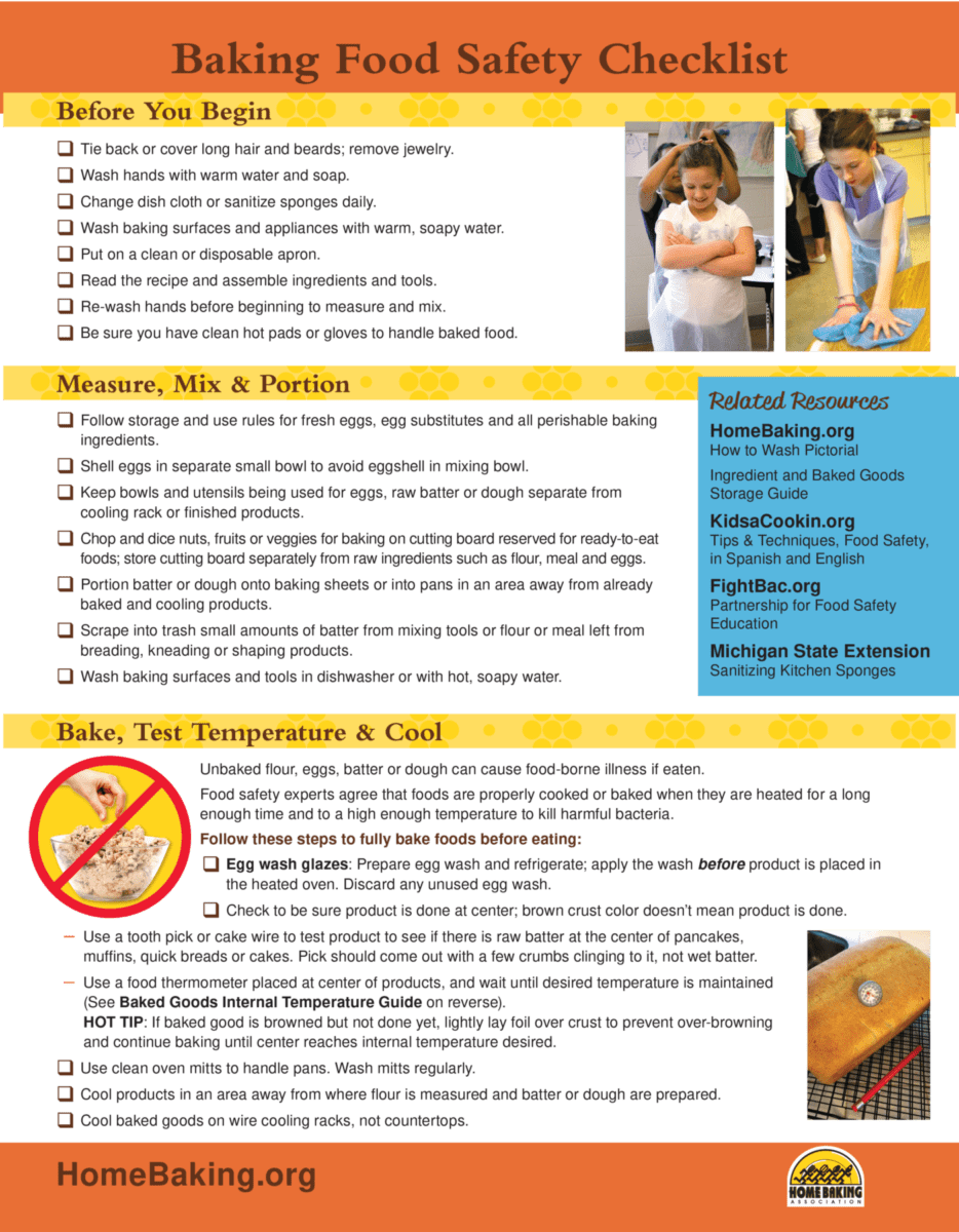 Image: Baking Food Safety Checklist.