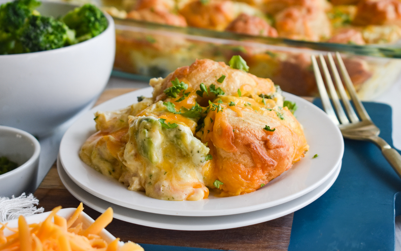 Cheesy Chicken & Broccoli Biscuit Bake