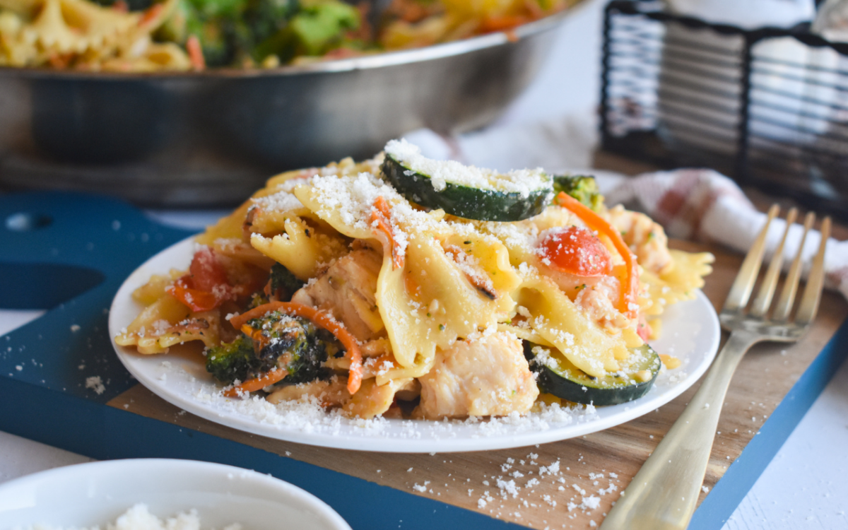 Creamy Grilled Chicken Pasta Primavera