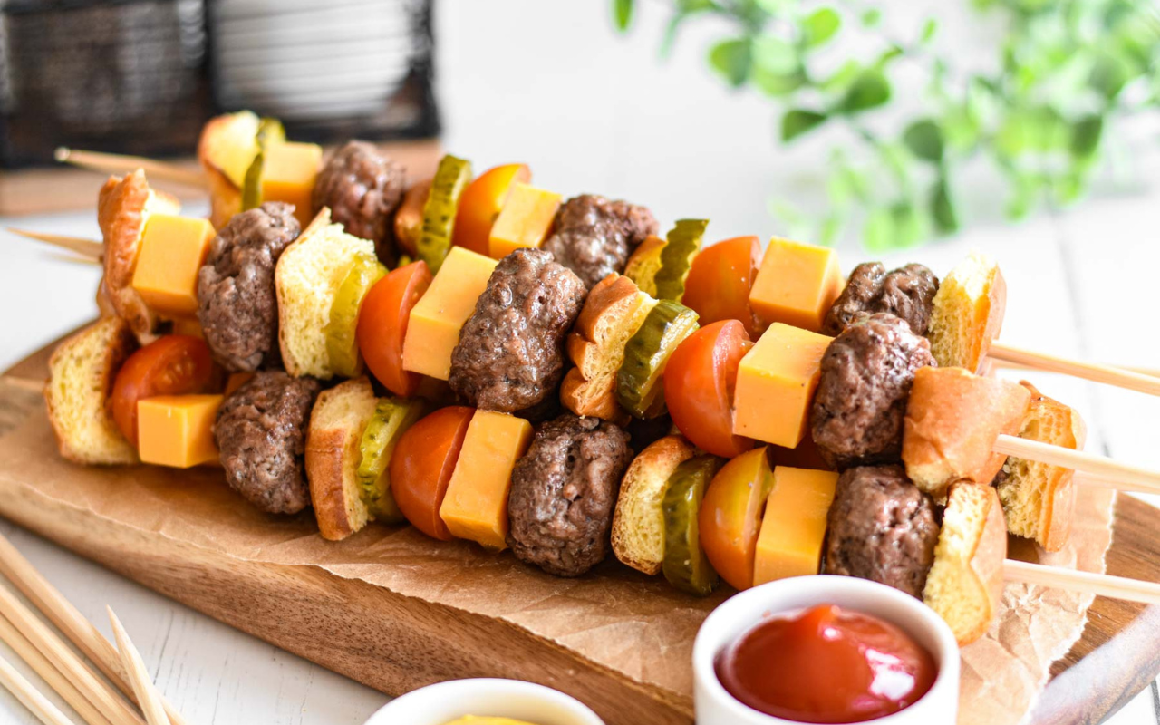 Image: Burger Skewers.
