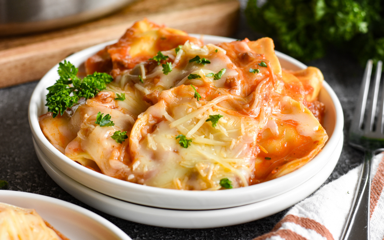 Easy Cheesy Ravioli Skillet.