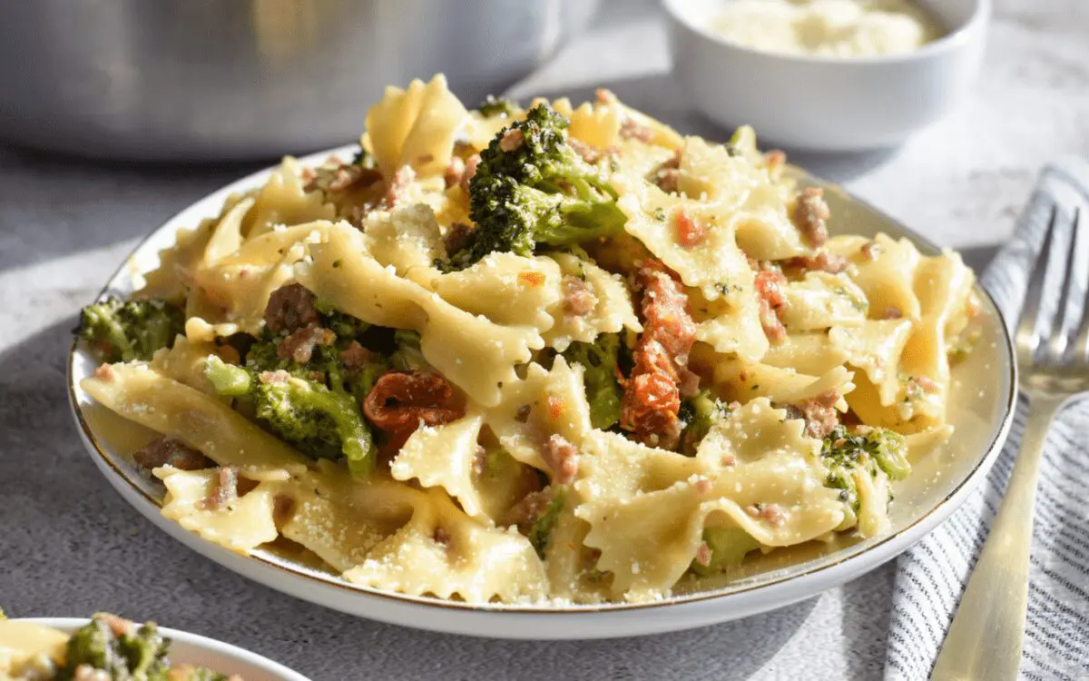 One Pot Bow Tie Pasta.