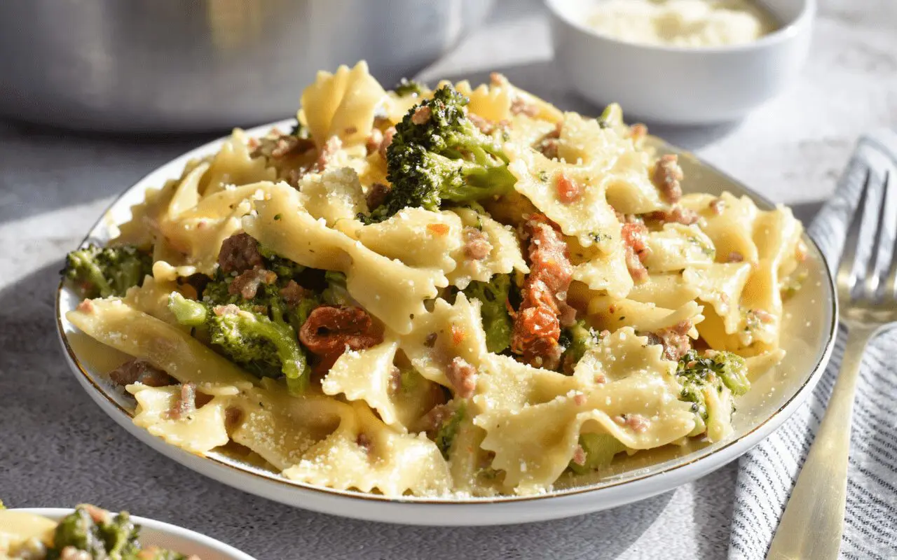 One Pot Bow Tie Pasta.