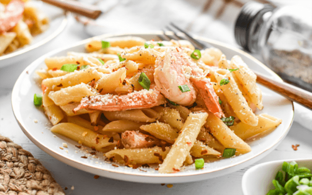 Photo: Spicy Parmesan Shrimp Pasta.