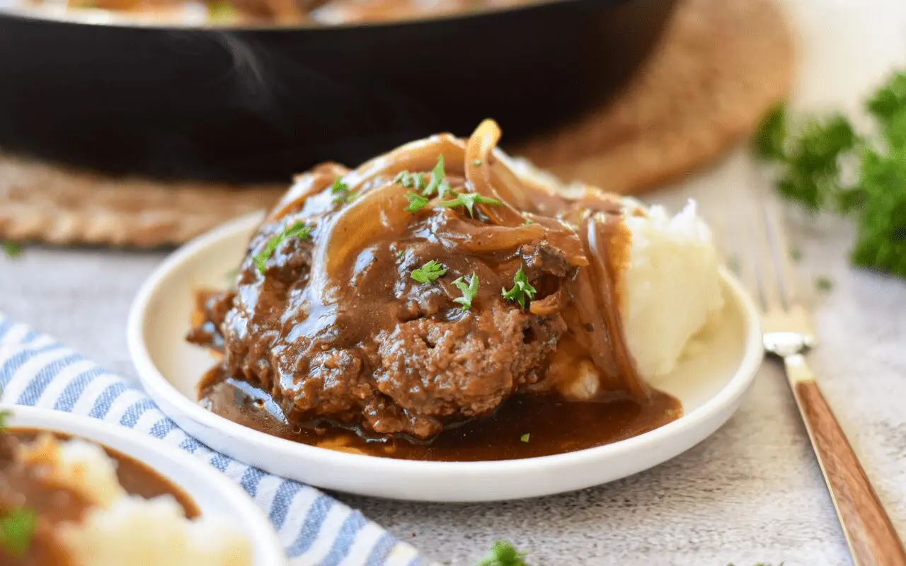 Image: Salisbury Steak with Brown Gravy.