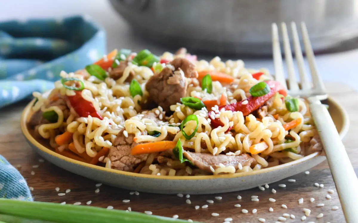 Image: Asian Pork and Noodle Skillet.