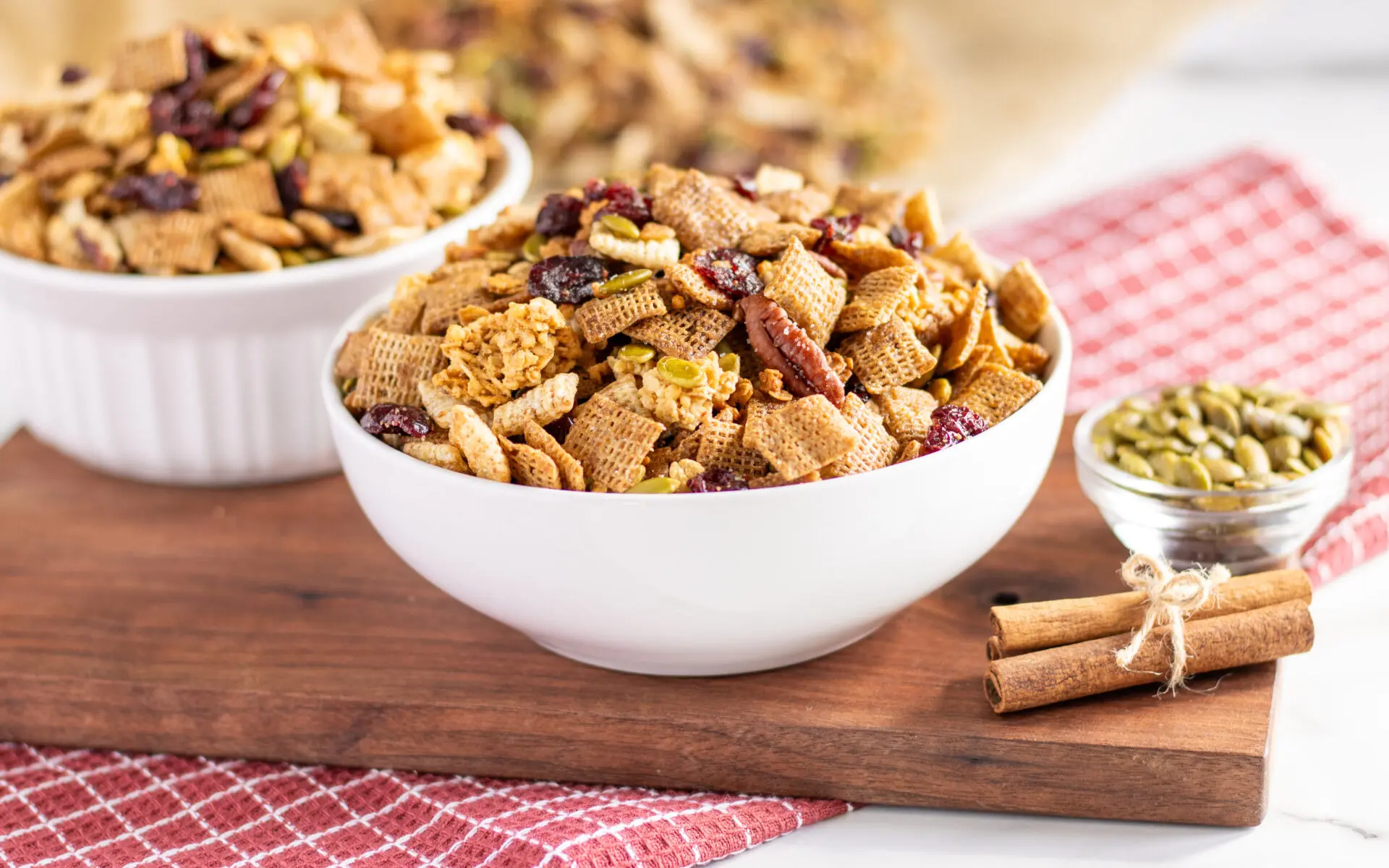 Harvest Snack Mix in bowls.