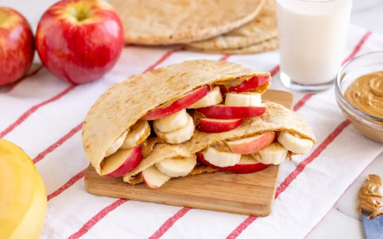 WebFruit and Peanut Butter Pitas | Eat Wheat Fruit and Peanut Butter Pitas on a tray.