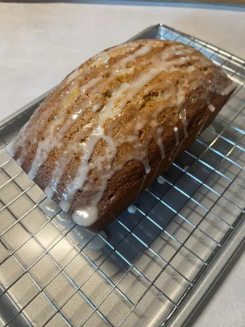 Bread after being topped with the glaze. 
