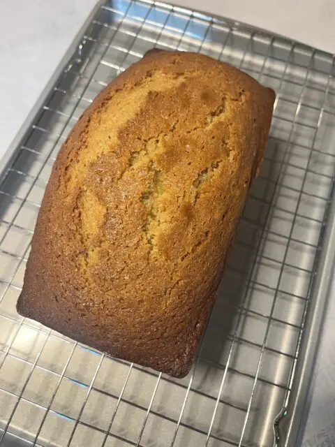 Honey Spice Bread after baking, cooling in its pan. 