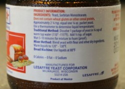 Image: Back of yeast container.