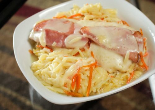 Orzo is a short-cut pasta that’s shaped like a grain of rice. It can be served alone, with soup or salad or with this delicious Chicken Cordon Bleu recipe.