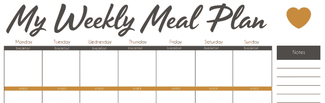 Image: My weekly meal plan.