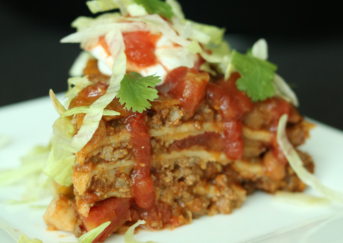 Photo: Chuckwagon tortilla stack that makes a quick weeknight recipe.