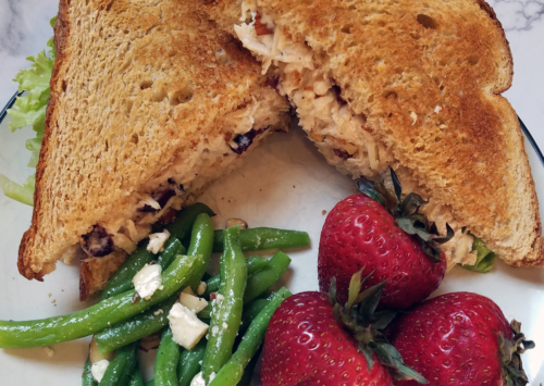 Photo: Cranberry almond chicken salad sandwich.