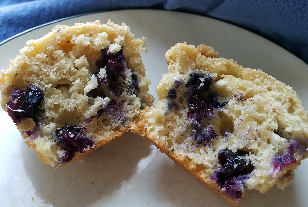 Photo: Whole grain protein rich blueberry muffins.