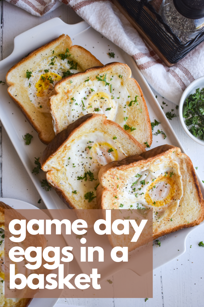 pin: game day eggs in a basket