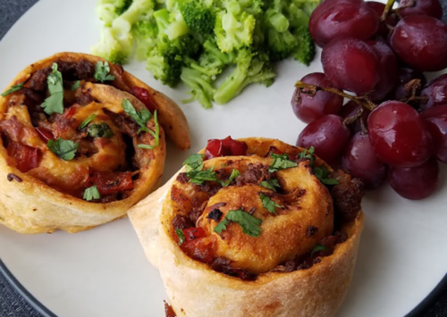 Photo: Barbecue pinwheels on plate.