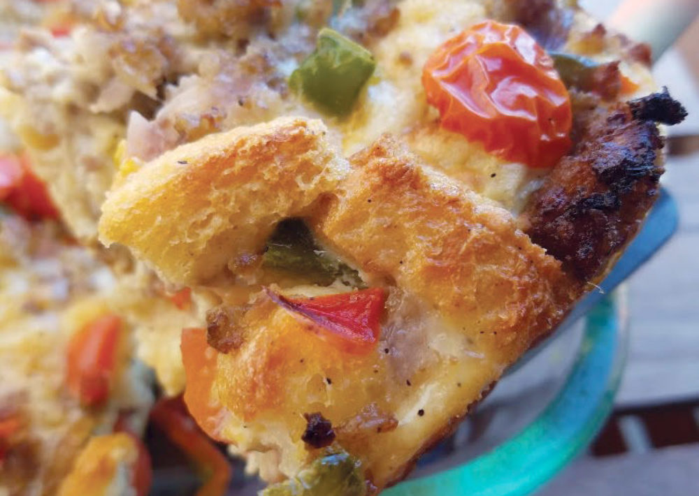 Overnight Sausage Breakfast Casserole is an easy dish that's perfect for holiday guests!