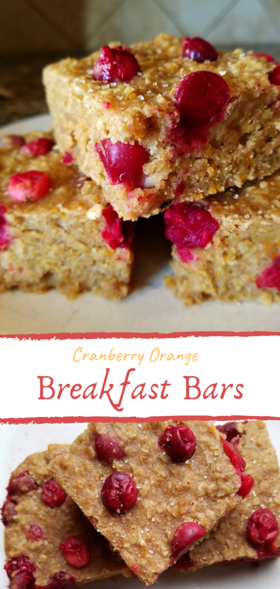 Want a whole grain snack? Wake up your taste buds with these Cranberry Orange Breakfast bars. The cranberries, packed with antioxidants, are bursting with flavor and tartness. These whole grain breakfast bars are heart healthy and are perfect for a breakfast on-the-go or enjoyed at home! Whip up a batch of these bars and store in the refrigerator or individually wrap each bar and freeze to enjoy at a later date.