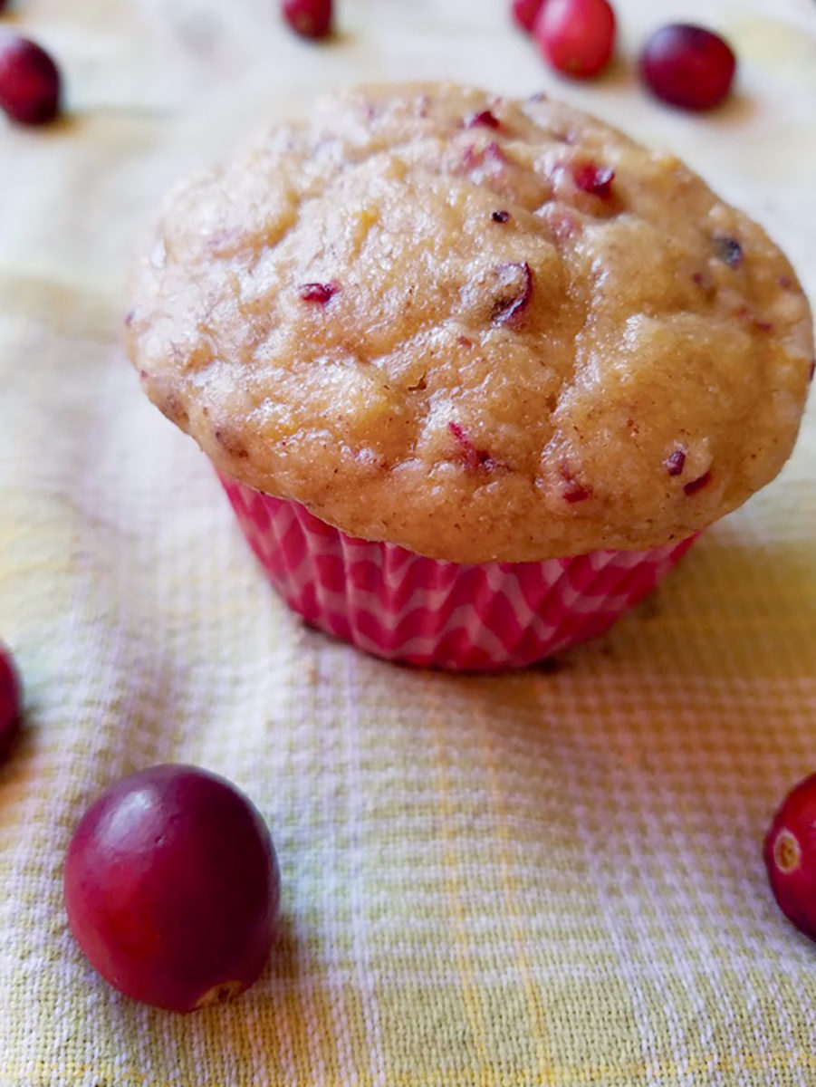 Start your day with these fluffy and tender muffins packed with 5 grams of protein and bursting with cranberry and orange flavor.