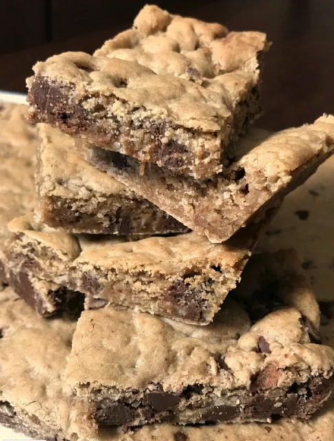 EASY COWBOY COOKIE BARS stacked on top of one another