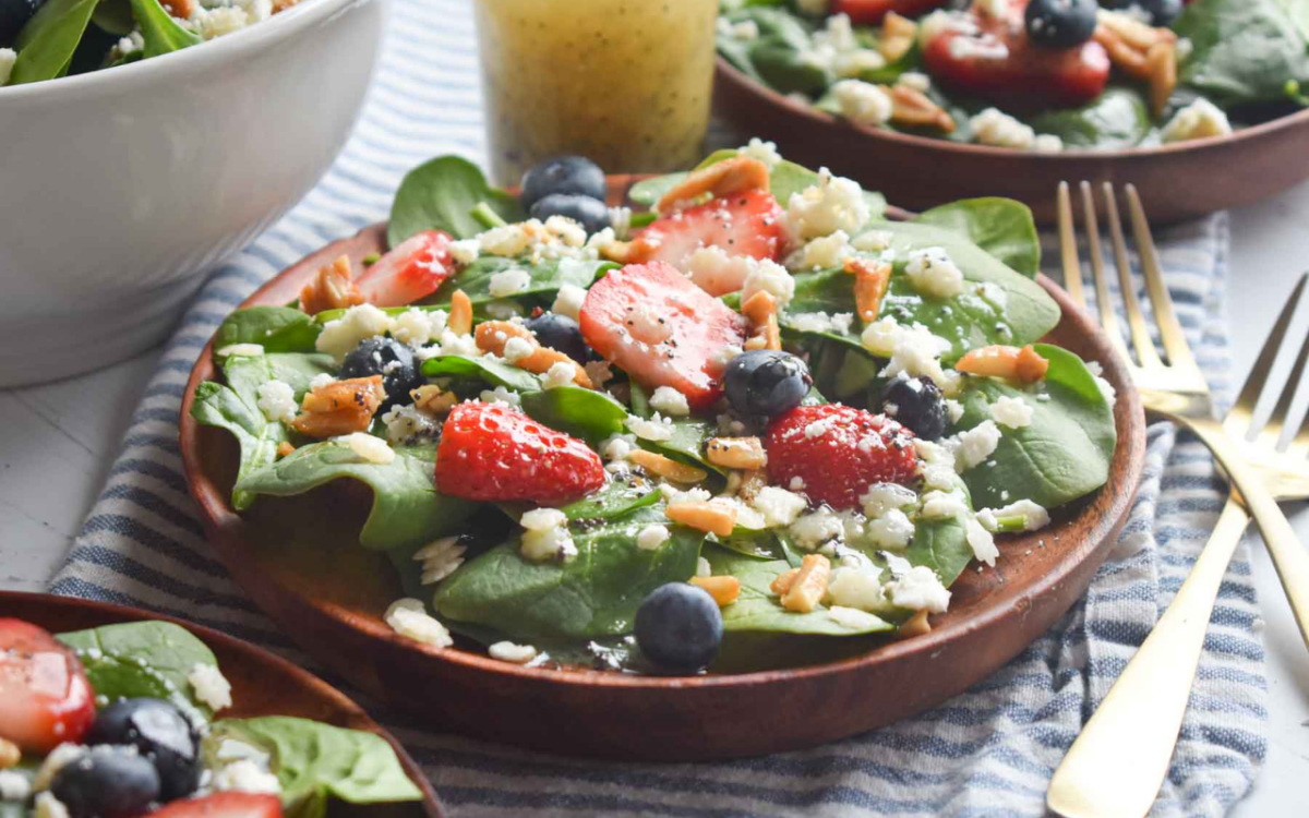 Image: Strawberry Spinach Salad with Pasta.