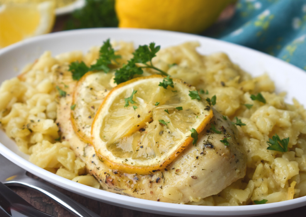 Photo: Lemon Orzo Chicken Bake.