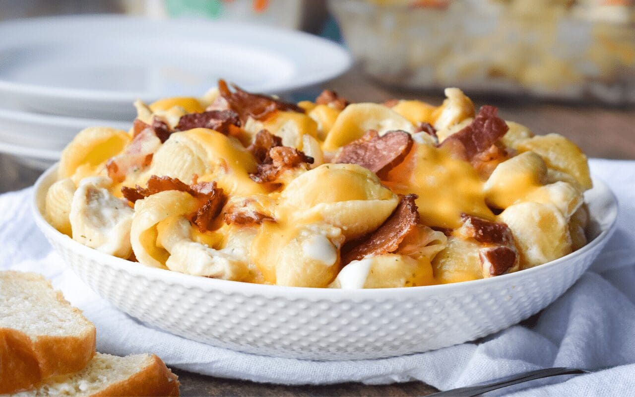 Photo: Chicken Bacon Ranch Pasta Casserole.