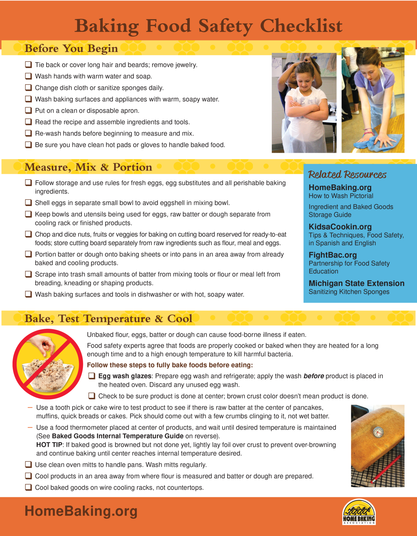 Image: Baking Food Safety Checklist.