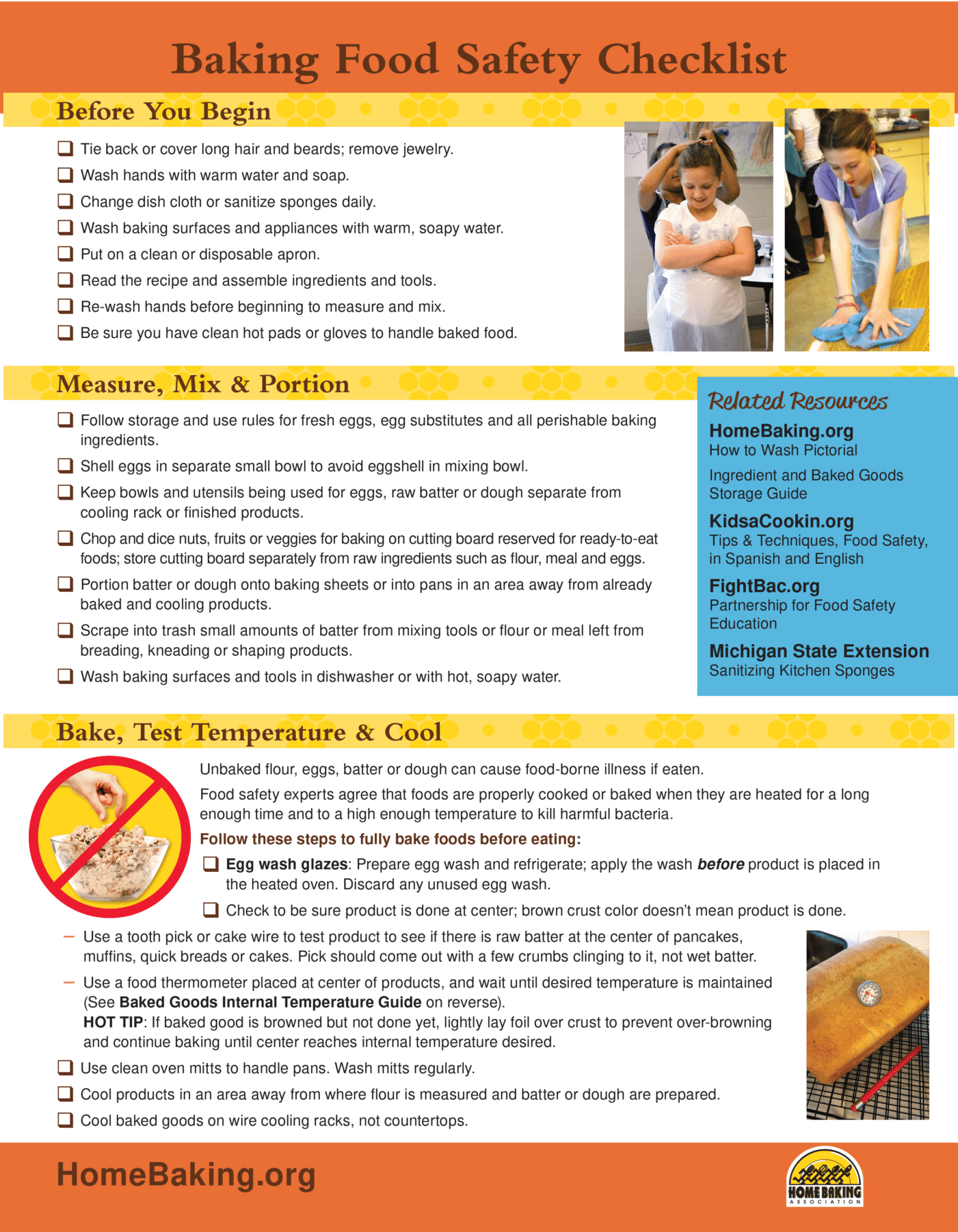 Image: Baking Food Safety Checklist.