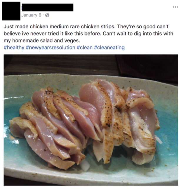 Raw chicken strips