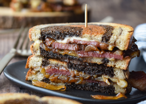 Photo: Corned Beef Grilled Cheese Sandwiches.
