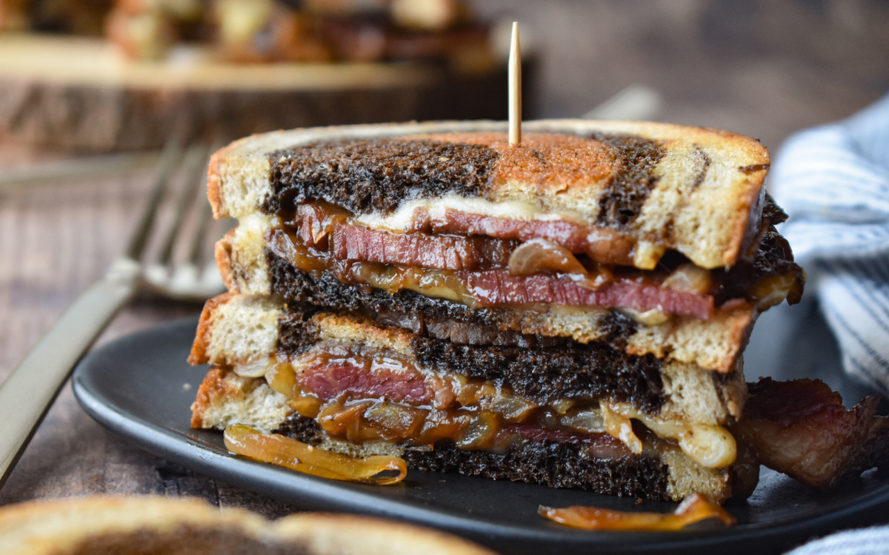 Photo: Corned Beef Grilled Cheese Sandwiches.