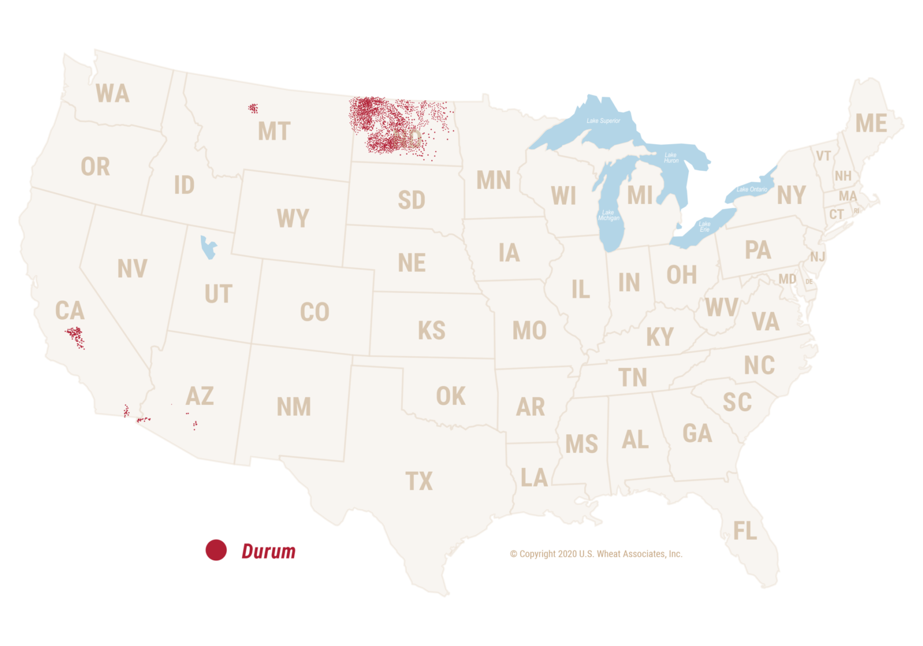 Image: US Durum Wheat map.