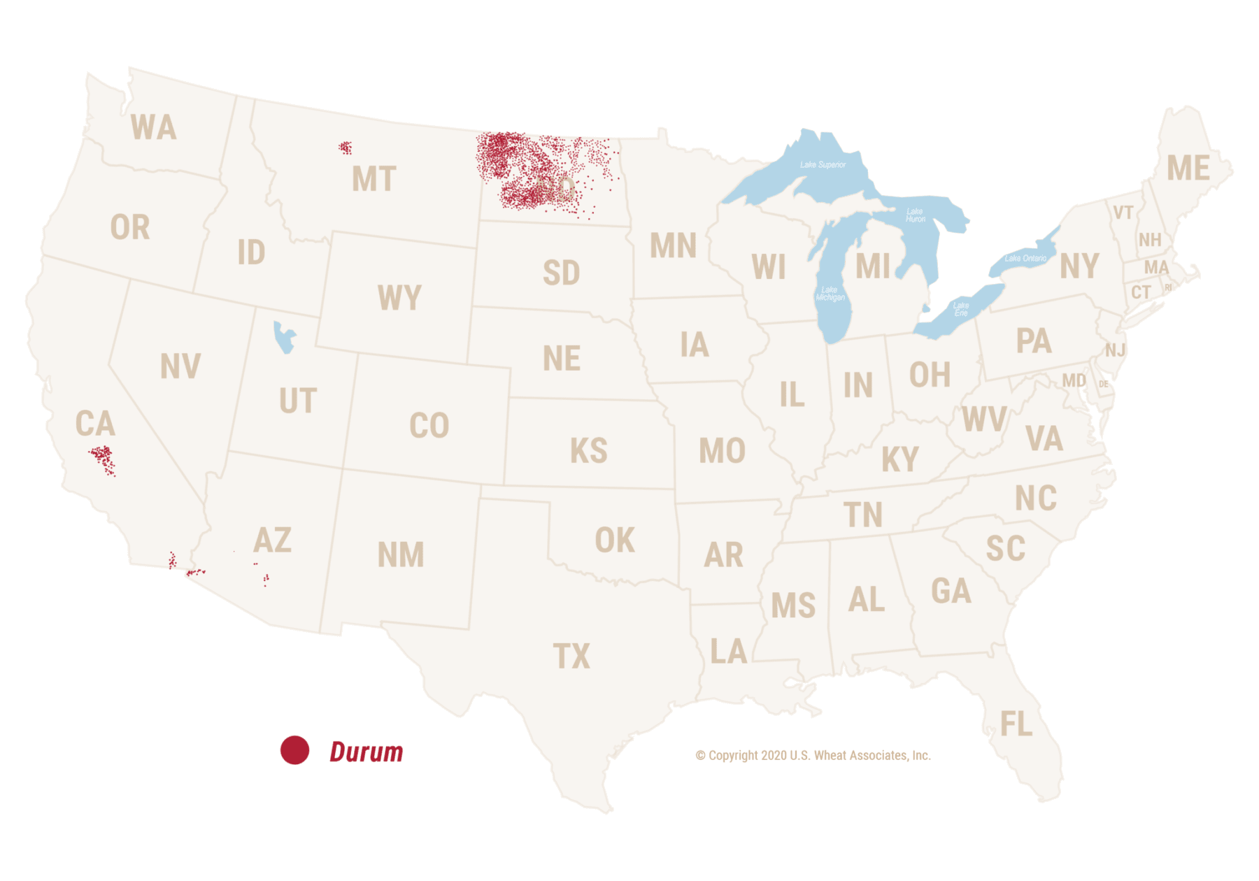 Image: US Durum Wheat map.